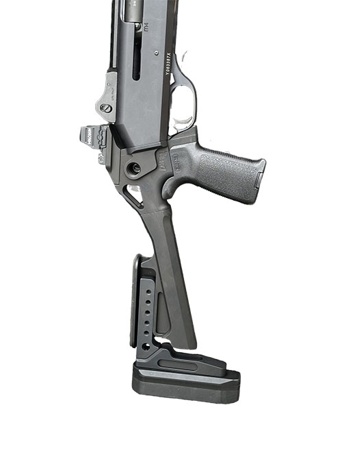 Chisel Machining M4 Stock er en robust og justerbar buttstock laget av 6061‑T6 aluminium, med integrert RMR-montasje og flere QD-fester for optimal ytelse.